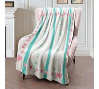 Couverture Polaire Pink Hearts Banner Confetti Petal with on Texture Teal Border Couverture en Peluche Luxueuse Plaid Polaire Doux Plaid Canape pour Toutes Les Saisons Camping Chambre À Coucher L