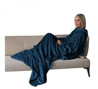 Couverture polaire plaid intégral avec manches et poche - Adulte 210 x 140 cm - Bleu - Vivezen