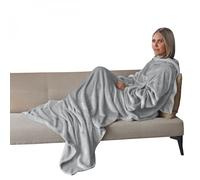 Couverture polaire plaid intégral avec manches et poche - Adulte 210 x 140 cm - Gris - Vivezen