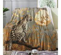 Couverture Polaire pour Adulte,Chaude Couverture Canape Léopard Faune Guépard Safari Animal Confortable et Microfibre Décoration Jeté de Canapé Polaire M