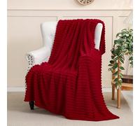 Couverture polaire pour canapé, lit - Couverture polaire super douce et confortable en microfibre avec motif à rayures - 127 x 152,4 cm - Cadeau idéal pour adultes, femmes et filles - Rouge