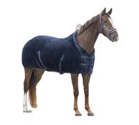 Couverture polaire pour cheval QHP Sensisoft Bleu 165 cm (Longueur totale: 215 cm)