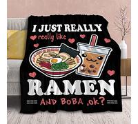 Couverture polaire Ramen Boba - Cadeau kawaii pour filles, adolescentes, nouilles, thé aux perles - Super douce et légère - 127 x 152,4 cm - Convient pour toutes les saisons et lit et canapé