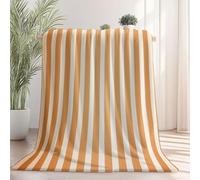Couverture Polaire Rayures géométriques Simples Moelleuse Douce et Chaude Jaune Moutarde Blanc Couverture de Voyage, pour Chambre à Coucher, Salon, Bureau 220 x 260 cm