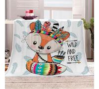 Couverture Polaire Renard De Dessin Animé 3D Douce Moelleuse Confortable Microfibre Kawaii Animaux Flanelle Couverture de Lit Plaid Jeté de Canapé 130x150 2 Personnes Convient Enfants Rester Chaud