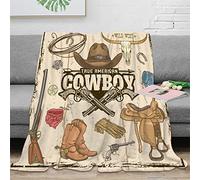 Couverture polaire rustique en flanelle, couverture polaire en flanelle, légère et confortable, style ferme, cowboy occidental, 150 x 200 cm