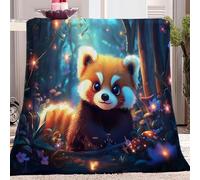 Couverture Polaire Sherpa Brun 200 x 220 cm Dessin Animé Mignon Panda Roux Imprimé, légère Légères Couverture de Lit Douce et Chaude Jeté de Canapé Flanelle, Parfait pour Cadeau Enfant et Adult