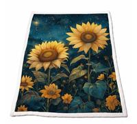 Couverture polaire Sherpa Ciel étoilé, Douce Couverture Lestée Adulte pour l'hiver et l'automne pour Canapé Lit Extérieur Voyage Chambre Decoration Maison Cadeau Femme 150 x 200 CM Tournesol DLSJ-1848