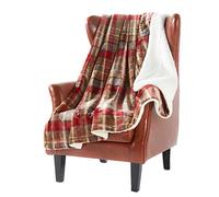 Couverture polaire Sherpa double face super douce et chaude pour lit, canapé, 150 x 180 cm, motif à carreaux rouges