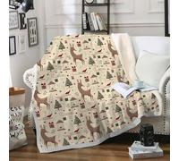 Couverture Polaire Sherpa Plaid Comme Jeté de Canapé ou Jete de Lit - Plaid Doux et Moelleux 150x200 Motif de Traîneau Pour Adultes et Enfants - Couverture Chaude Hiver avec Motif de Renne A297