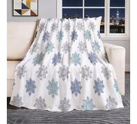 Couverture Polaire Simple Flocons de Neige Motifs - Gris Bleu Motif Couverture De Canapé en Flanelle, Douce, Moelleuse Et Chaude, Cadeau pour Garçons Et Enfants 150×200 cm