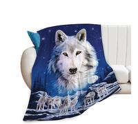 Couverture polaire super douce et confortable en forme de loup blanc pour hommes, femmes, enfants, filles, garçons - 101,6 x 127 cm