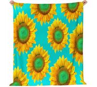 Couverture Polaire Tournesol Vert Frais Canapé Couverture Vert Jaune Léger et Moelleux pour Toutes Les Saisons, Chaude et Confortable 80 x 120 cm