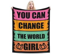 Couverture Polaire Tu Peux Changer Le Monde, Ma Fille Couverture en Peluche Élégante Plaid Polaire Légère Plaid Canape pour Toutes Les Saisons Canapé Camping S