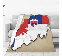 Couverture polaire ultra douce avec motif carte du drapeau de la Slovénie avec bouclier, couverture micro pelucheuse, confortable et chaude pour lit, canapé, canapé et voyage