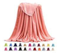 Couverture polaire ultra douce, en microfibre, légère et confortable, pour canapé, lit ou yoga, lavable en machine, 100 x 150 cm, corail uni (19)