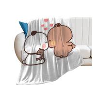 Couverture polaire ultra douce et confortable en flanelle, motif panda ours Bubu et Dudu, pour canapé, chaise, salon, climatisation, 101,6 x 127 cm