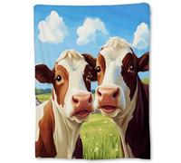 Couverture Polaire Vache De Dessin Animé Mignonne Couverture en Peluche Élégante Plaid Canape Moelleuse Couvertures en Flanelle pour Camping Chambre À Coucher Lit M
