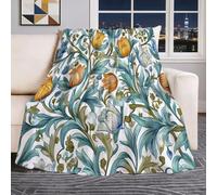 Couverture Polaire William Morris Motifs Rétro - Coloré Motif Couverture De Canapé en Flanelle, Douce, Moelleuse Et Chaude, Cadeau pour Garçons Et Enfants 180×200 cm