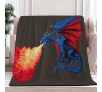 Couverture PolaireFlamme De Dragon Fantastique, Couverture en Flanelle Microfibre Plaid Doux Chaude Léger pour Canapé Lit Voyage Plaid Décorative pour Enfants Garçons Filles, 100 x 130 cm, Gris