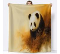 Couverture PolairePanda Roux Mignon, Couverture en Flanelle Microfibre Plaid Doux Chaude Léger pour Canapé Lit Voyage Plaid Décorative pour Enfants Garçons Filles, 220 x 240 cm, Jaune