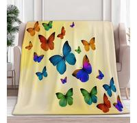 Couverture PolairePapillon De Dessin Animé Simple, Couverture en Flanelle Microfibre Plaid Doux Chaude Léger pour Canapé Lit Voyage Plaid Décorative pour Enfants Garçons Filles, 180 x 200 cm, Jaune