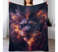 Couverture Polaires en Lion, Couvertures Moelleuses, Flannel Légère Super Douce avec Imprimé pour Canapé, 100×130cm