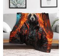 Couverture Polaires en Panda, Couvertures Moelleuses, Flannel Légère Super Douce avec Imprimé pour Canapé, 130×150cm