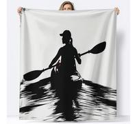 Couverture PolaireSimple Féminin Aviron, Couverture en Flanelle Microfibre Plaid Doux Chaude Léger pour Canapé Lit Voyage Plaid Décorative pour Enfants Garçons Filles, 150 x 200 cm, Noir
