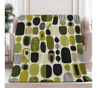 Couverture PolaireStyle Médiéval Géométrique Cube, Couverture en Flanelle Microfibre Plaid Doux Chaude Léger pour Canapé Lit Voyage Plaid Décorative pour Garçons Filles, 150 x 200 cm, Vert Olive