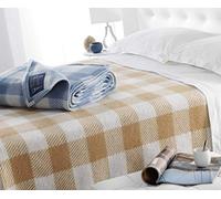 Couverture Polyester Gitane/Blanc 180 x 220 cm - POYET MOTTE - Made In France - Gamme Chatel