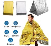 Couverture Poncho thermique d'urgence, légère, pliante, résistante à l'eau, pare-soleil coupe-vent, réutilisable, premiers secours, tapis de Camping Silver Gold C 10pcs
