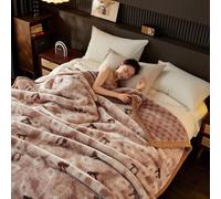Couverture Pondérée De Peluche King Size, Jeté De Canapé, Couverture Épaisse, 2 Plis Recouvert De Lit De Raschel Réversible pour l'hiver d'automne(Brown-B,71x87 in(180x220cm))