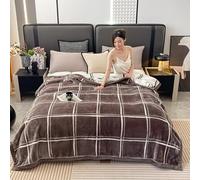 Couverture Pondérée De Peluche King Size, Jeté De Canapé, Couverture Épaisse, 2 Plis Recouvert De Lit De Raschel Réversible pour l'hiver d'automne(Brown-A,87x94 in(220x240cm))