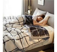 Couverture Pondérée De Peluche King Size, Jeté De Canapé, Couverture Épaisse, 2 Plis Recouvert De Lit De Raschel Réversible pour l'hiver d'automne(White-C,79x91 in(200x230cm))