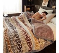 Couverture Pondérée De Peluche King Size, Jeté De Canapé, Couverture Épaisse, 2 Plis Recouvert De Lit De Raschel Réversible pour l'hiver d'automne(Flower-E,87x94 in(220x240cm))