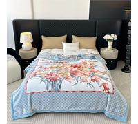 Couverture Pondérée De Peluche King Size, Jeté De Canapé, Couverture Épaisse, 2 Plis Recouvert De Lit De Raschel Réversible pour l'hiver d'automne(Flower-B,71x87 in(180x220cm))