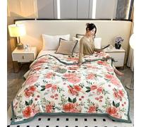 Couverture Pondérée De Peluche King Size, Jeté De Canapé, Couverture Épaisse, 2 Plis Recouvert De Lit De Raschel Réversible pour l'hiver d'automne(Flower-D,79x91 in(200x230cm))