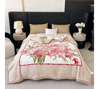 Couverture Pondérée De Peluche King Size, Jeté De Canapé, Couverture Épaisse, 2 Plis Recouvert De Lit De Raschel Réversible pour l'hiver d'automne(Flower-C,71x87 in(180x220cm))