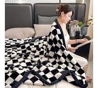 Couverture Pondérée De Peluche King Size, Jeté De Canapé, Couverture Épaisse, 2 Plis Recouvert De Lit De Raschel Réversible pour l'hiver d'automne(Black-B,60x80 in(150x200cm))