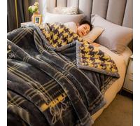 Couverture Pondérée De Peluche King Size, Jeté De Canapé, Couverture Épaisse, 2 Plis Recouvert De Lit De Raschel Réversible pour l'hiver d'automne(Gray-E,79x91 in(200x230cm))