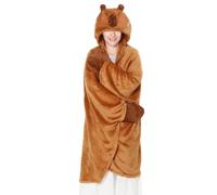 Couverture portable à capuche avec motif animal, couverture chaude et cape
