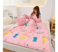 Couverture portable avec manches, couette chaude pour temps froid, multifonctionnelle comme couverture de voiture de bureau, se replie dans un oreiller