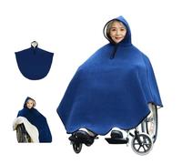 Couverture Portable Doublée En Polaire For Fauteuil Roulant Avec Capuche, Poncho Chaud Et Confortable For Adulte, Couverture À Carreaux, Cape(Blue)