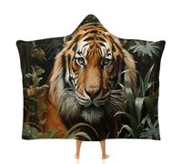 Couverture portable tigre de la jungle - Couverture à capuche en velours arctique pour adultes, sweat-shirt doux, confortable et chaud, 127 x 152,4 cm