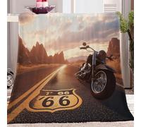 Couverture pour Adultes 180 x 220 cm Toutes Les Saisons Couverture De Canapé Impression 3D Moto de Route Sportive Couverture en Flanelle Coloré Couverture Confortable Douce pour Lit