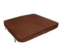 Couverture pour Jacuzzi Marron 210cm / 2.1m - PVC & Cuir - Spa Housse de Protection Bâche Protectrice Carrée pour Hot Tub Bain à Bulles - Pliable - 4 Sangles de Sécurité & 6 Poignées