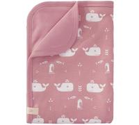 Couverture pour bébé baleine rose en coton bio (80 x 100 cm)