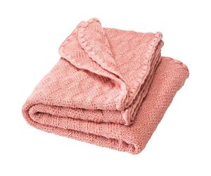 Couverture pour bébé et enfant - 100 % mérinos bio - Douce et chaude - 80 x 100 cm - Durable et équitable - Motif Ajour intemporel - Idéale pour les nouveau-nés - Fabriquée en Allemagne - Rose doux