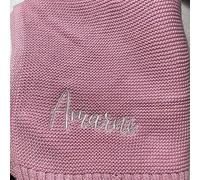 Couverture Pour Bébé Personnalisée Au Nom De L'enfant Couverture Tricotée Pour La Sieste Nom Brodé Personnalisé Cadeau Pour Nouveau-né Cadeau Pour Enfant Fournitures De Fête Pour Bébé (Pink)
